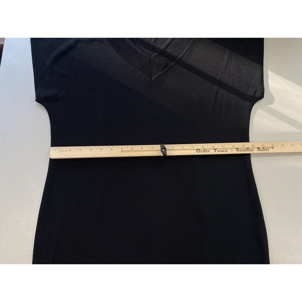Misook Black Knit Dress Large V-Neck Stretch Short Sleeve Career Travel Classic - Picture 8 of 13